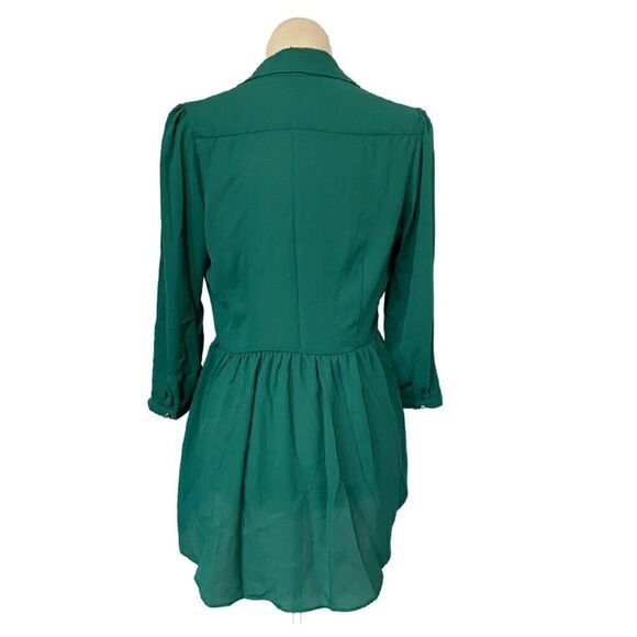 Papaya Women's Green Button Up Blouse with Peplum High Low Hem Size M - Picture 3 of 9